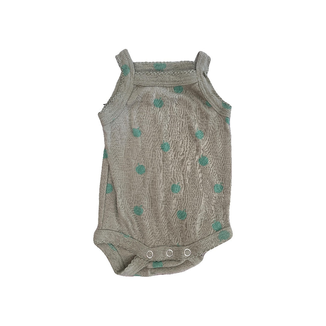 Kate Quinn Girls Grey | light green | Fruit Onesie Size: 0-3 months Grey | light green | Fruit