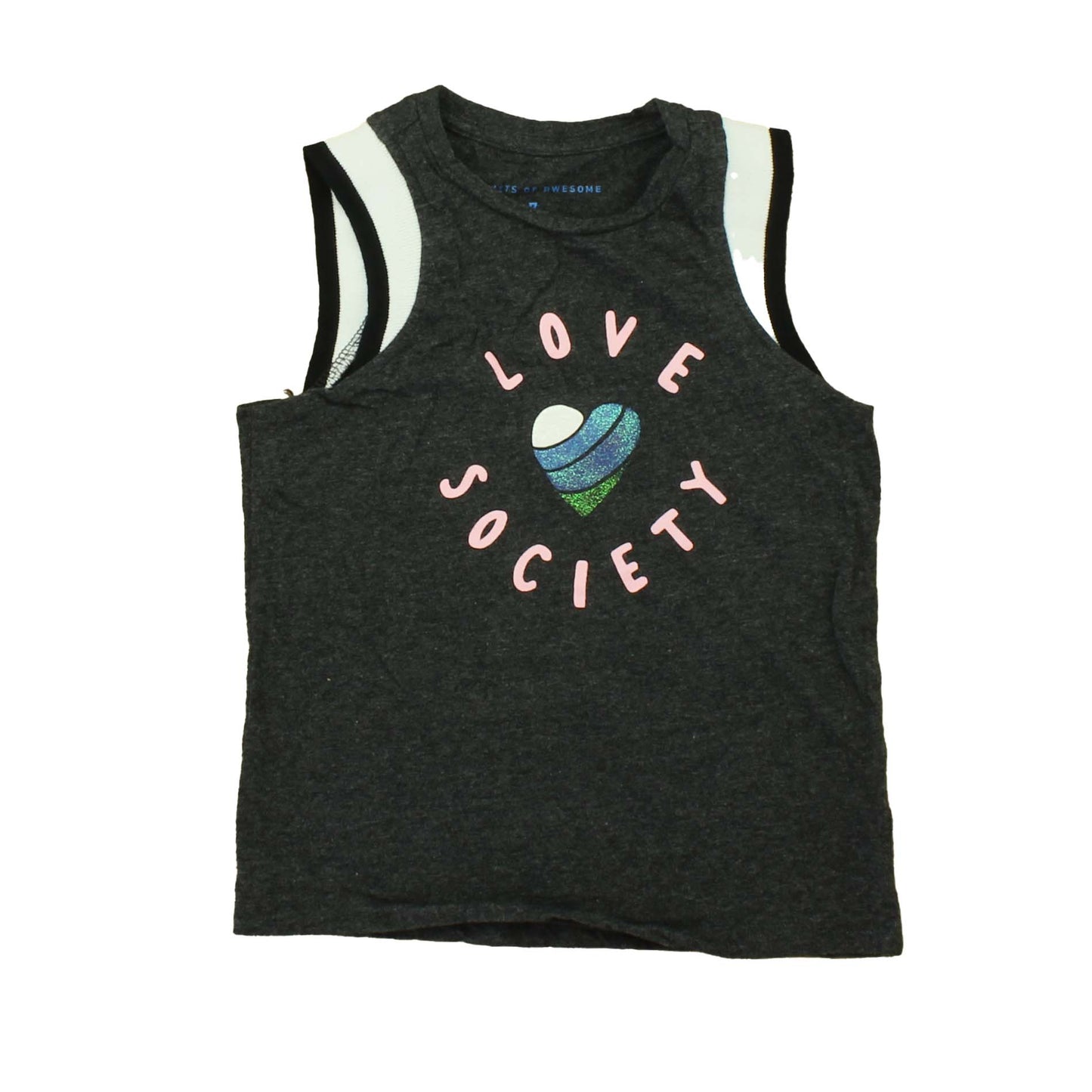 Rockets Of Awesome Girls Grey | Love Society Tank Top Size: 7 Years