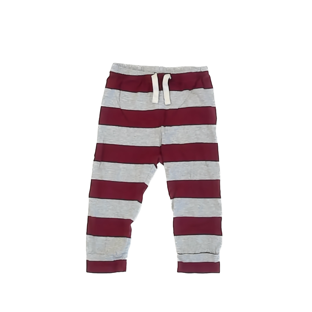 Gap Boys Grey | Maroon Stripe Casual Pants Size: 18-24 Months Grey | Maroon Stripe