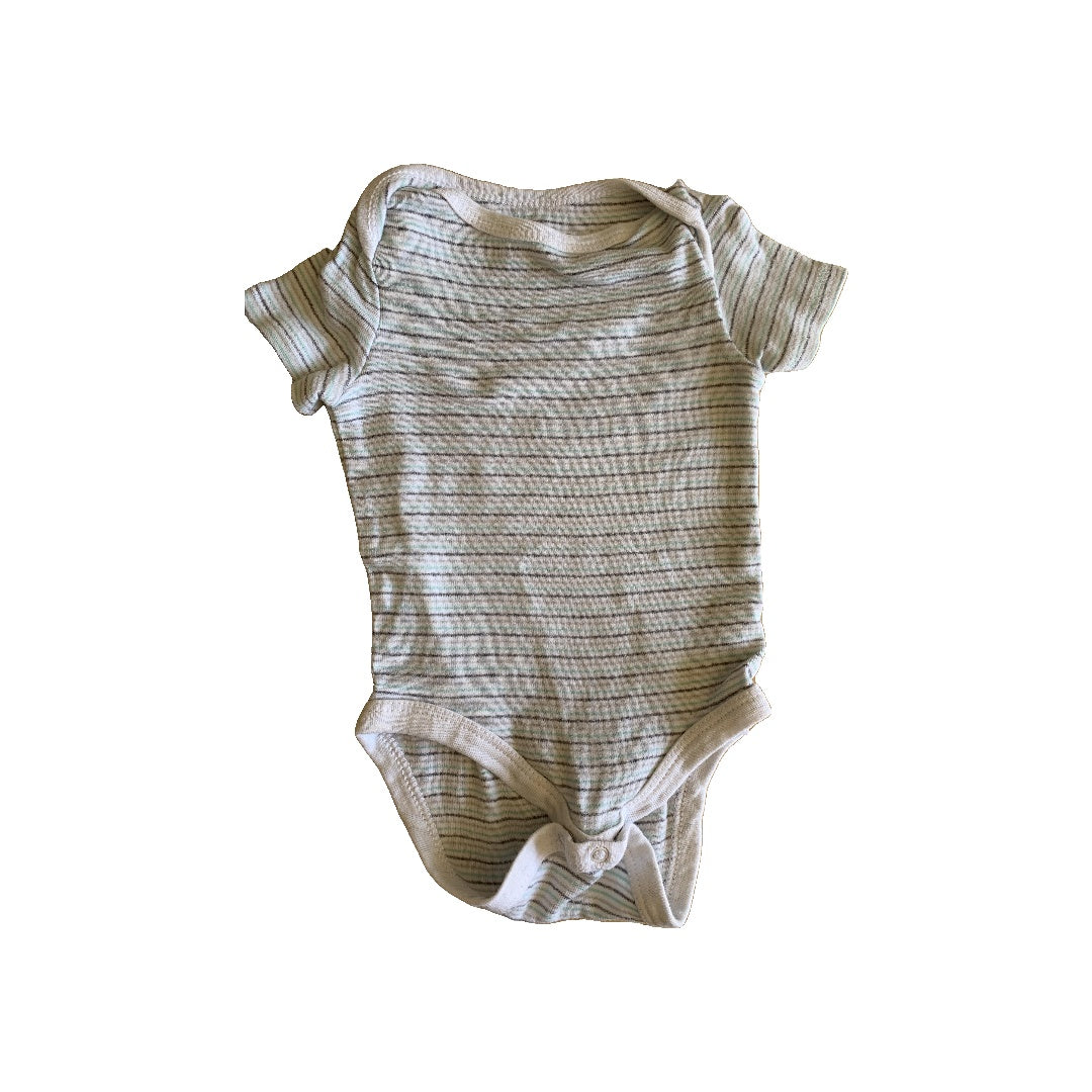 Boys Grey | Mint | Stripe Onesie Size: 6-9 months Grey | Mint | Stripe