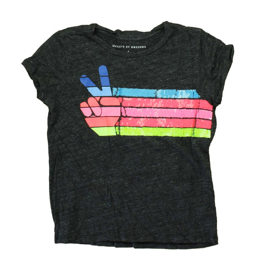 Rockets Of Awesome Girls Grey | Multi | Sequins | Stripes T-Shirt Size: 6 Years