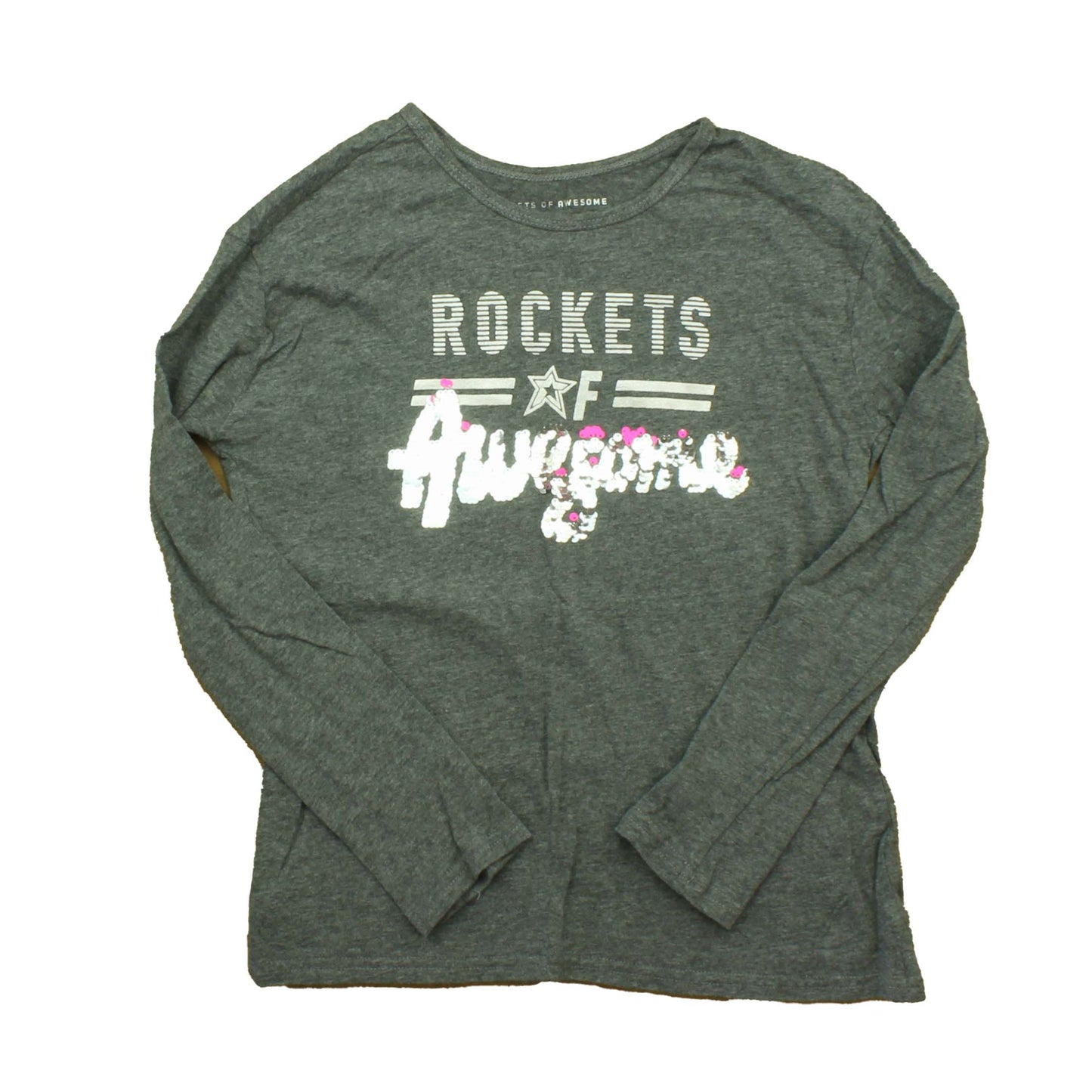 Rockets Of Awesome Girls Grey | Multi | Sequins Long Sleeve T-Shirt Size: 10 Years