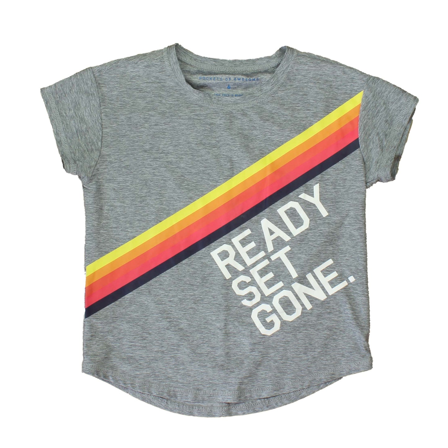 Rockets Of Awesome Girls Grey | Multi Stripes | Ready Set Gone Athletic Top Size: 8 Years