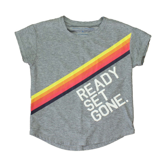 Rockets Of Awesome Girls Grey | Multi Stripes | Ready Set Gone Athletic Top Size: 8 Years