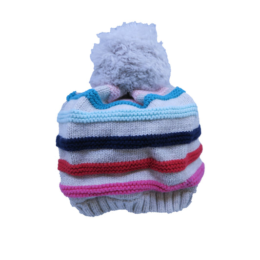 Gymboree Girls Grey | Multi | Stripes Winter Hat Size: 12-24 Months Grey | Multi | Stripes