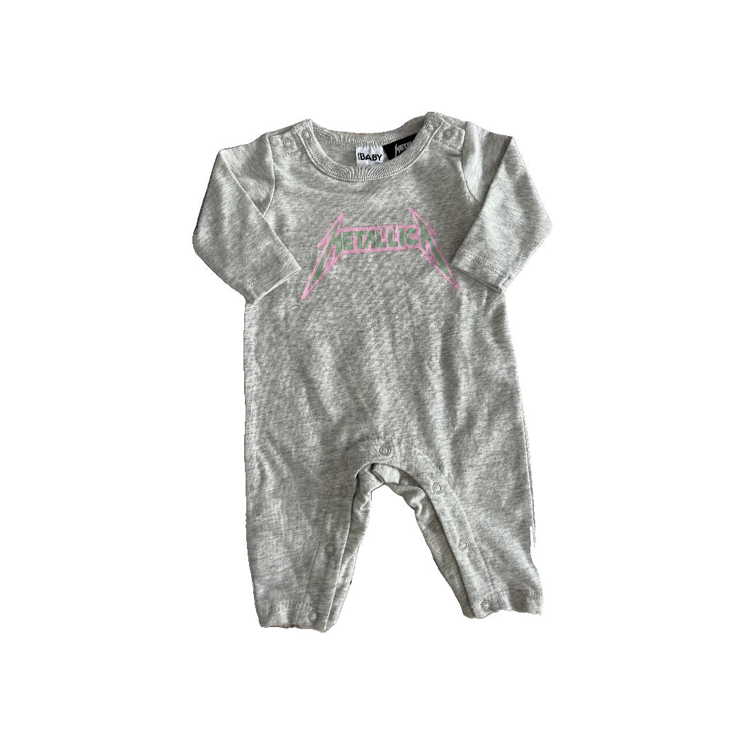 Metallica Girls Grey | Music Long Sleeve Outfit Size: Newborn Grey | Music