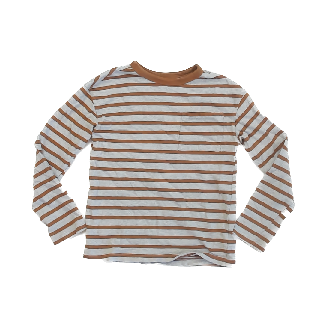 H&M Boys Grey | Mustard Long Sleeve Shirt Size: 8-10 Years Grey | Mustard