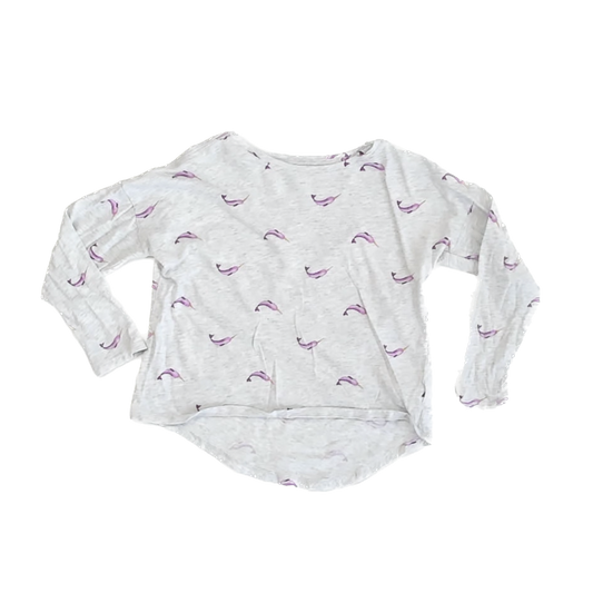 Old Navy Girls Grey Narwhal Long Sleeve T-Shirt Size: 6-7 Years Grey Narwhal