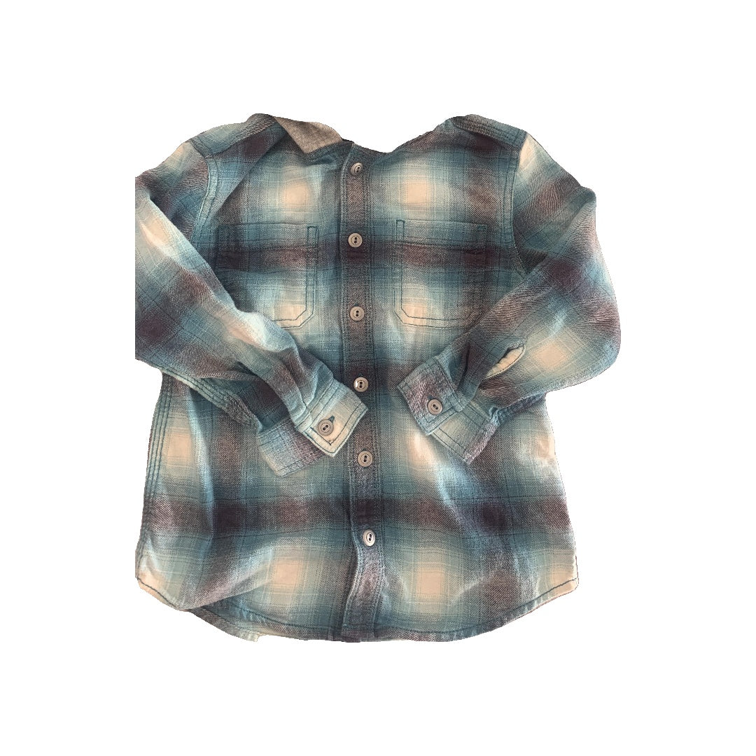 Boys Grey | Navy Blue | Light Blue | Teal | plaid Button Down Short Sleeve Size: 4T Grey | Navy Blue | Light Blue | Teal | plaid