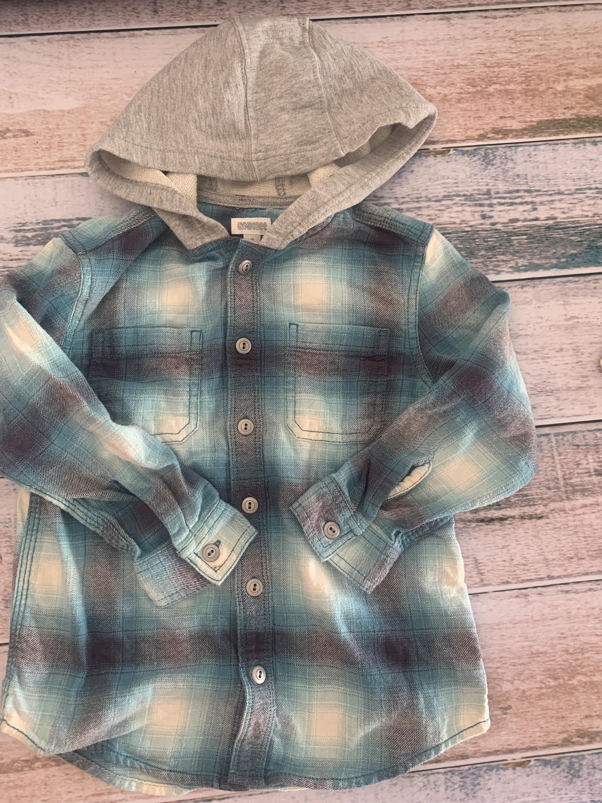 Boys Grey | Navy Blue | Light Blue | Teal | plaid Button Down Short Sleeve Size: 4T Grey | Navy Blue | Light Blue | Teal | plaid