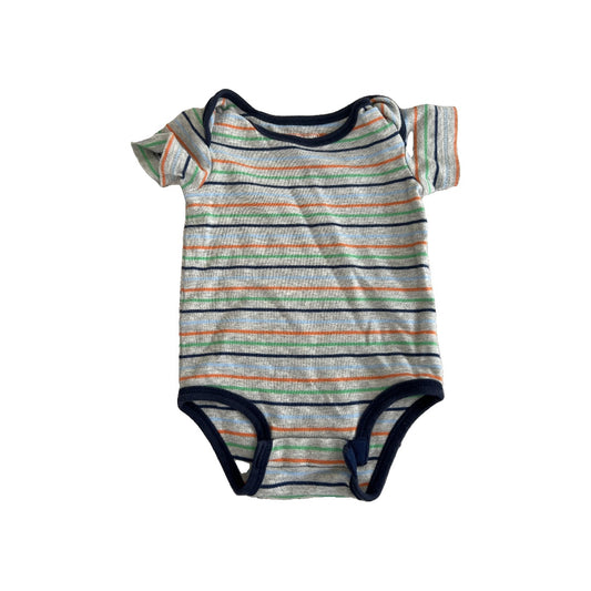 Kirkland Boys Grey | Navy Blue | light green | Stripe Onesie Size: 3-6 months Grey | Navy Blue | light green | Stripe