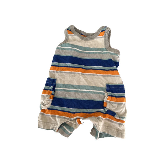 Tea Boys Grey | Navy Blue | orange | Stripe Romper Size: 6-12 months Grey | Navy Blue | orange | Stripe