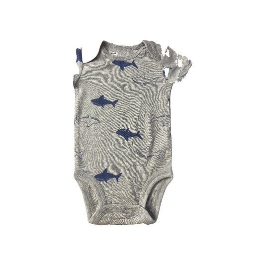 Just Born Boys Grey | Navy Blue | Sharks Onesie Size: 3 months Grey | Navy Blue | Sharks