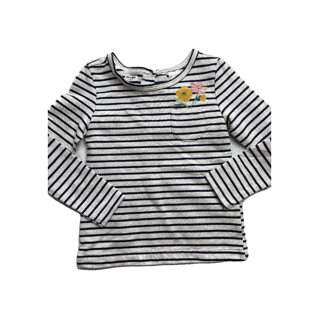 Carters Girls Grey | Navy Blue | Stripe Long Sleeve T-Shirt Size: 2T Grey | Navy Blue | Stripe
