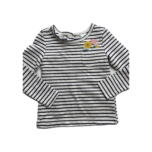 Carters Girls Grey | Navy Blue | Stripe Long Sleeve T-Shirt Size: 2T Grey | Navy Blue | Stripe
