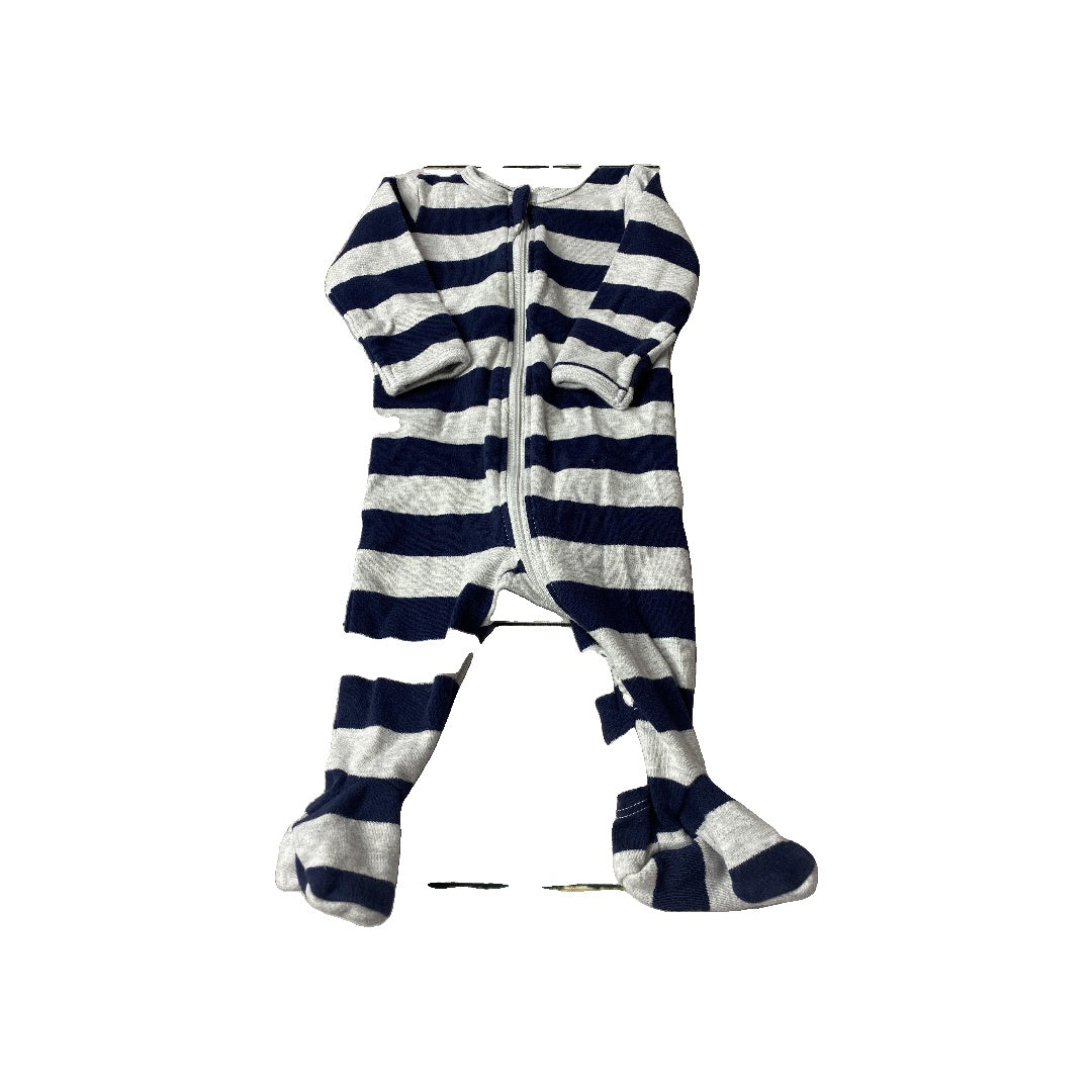 Petit Lemi Unisex Grey | Navy Blue | Stripe Pajamas Size: 0-3 months Grey | Navy Blue | Stripe