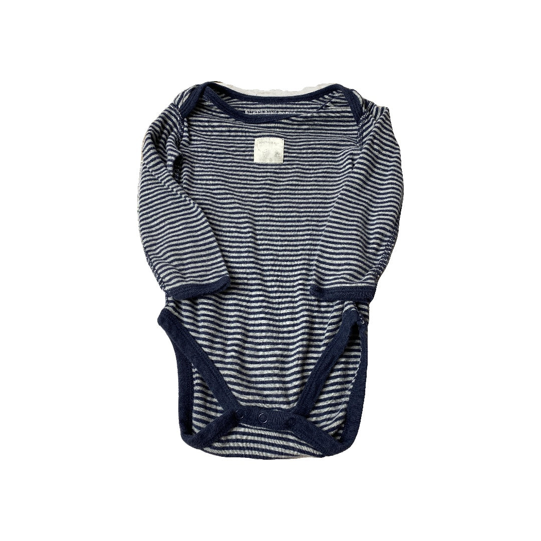 Burt's Bees Boys Grey | Navy Blue | Striped Long Sleeve Outfit Size: 6-9 months Grey | Navy Blue | Striped