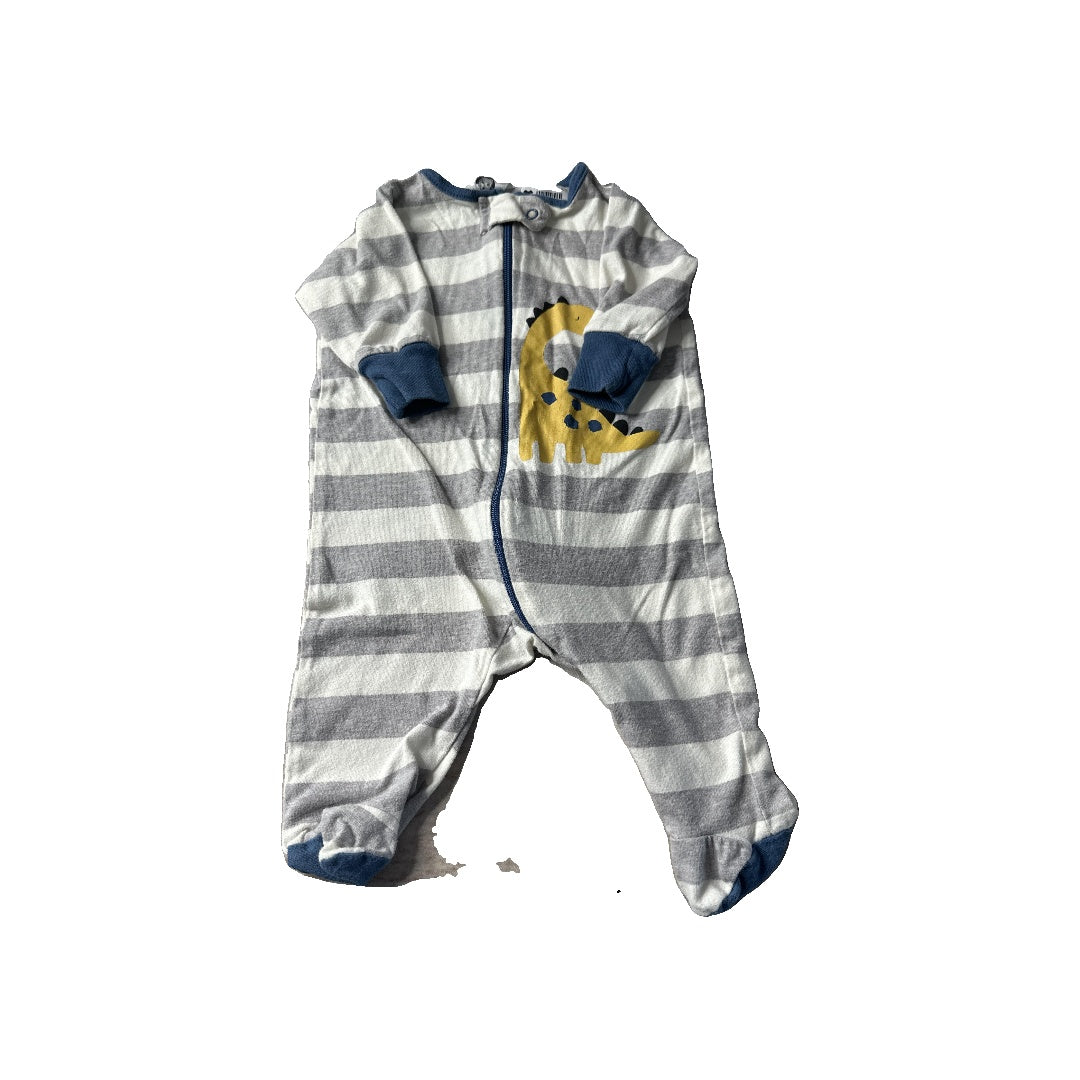 Gerber Childrenswear Unisex Grey | Navy Blue | Striped Pajamas Size: Newborn Grey | Navy Blue | Striped