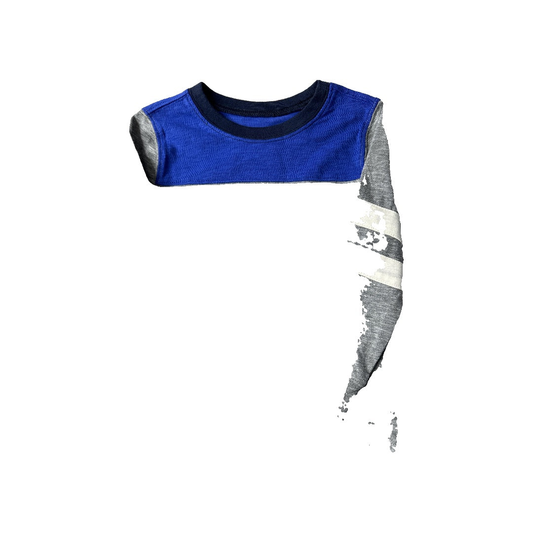 Old Navy Unisex Grey | Navy Blue | White Long Sleeve T-Shirt Size: 3T Grey | Navy Blue | White
