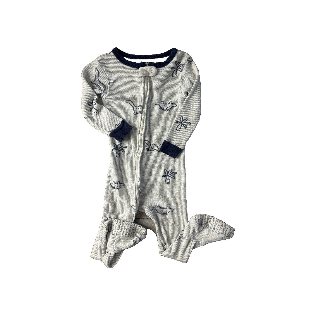 Unisex Grey | Navy Blue 1-piece footed Pajamas Size: 18 months Grey | Navy Blue