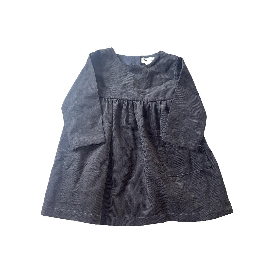 Miles Girls Grey | Navy Blue Dress Size: 12M Grey | Navy Blue