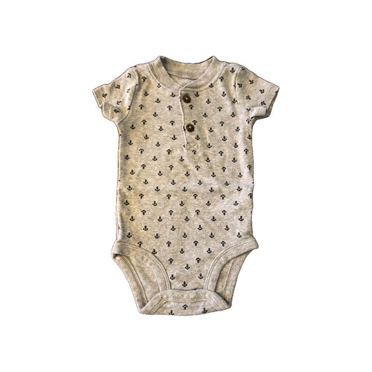 Carters Boys Grey | Navy Blue Onesie Size: 3-6 months Grey | Navy Blue