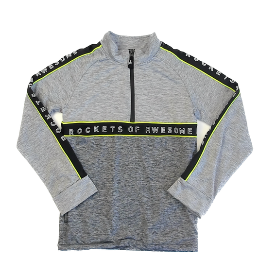 Rockets Of Awesome Boys Grey | Neon Green Edge Stripes Sweater Size: 12 Years Grey | Neon Green Edge Stripes