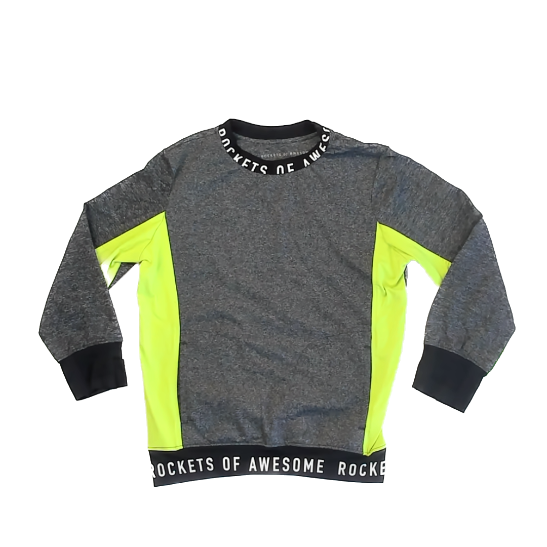 Rockets Of Awesome Boys Grey | Neon Green Sides Sweater Size: 6 Years Grey | Neon Green Sides