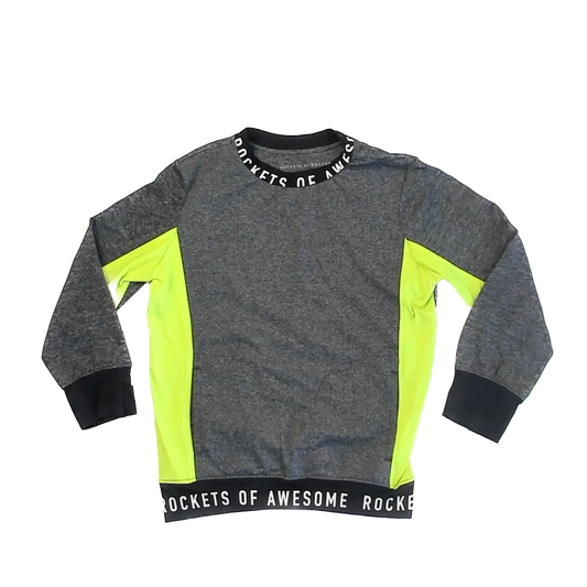 Rockets Of Awesome Boys Grey | Neon Green Sides Sweater Size: 6 Years Grey | Neon Green Sides