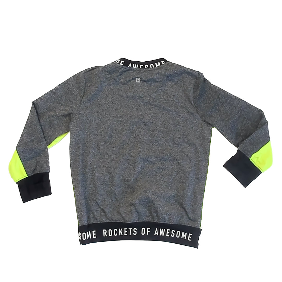 Rockets Of Awesome Boys Grey | Neon Green Sides Sweater Size: 6 Years Grey | Neon Green Sides