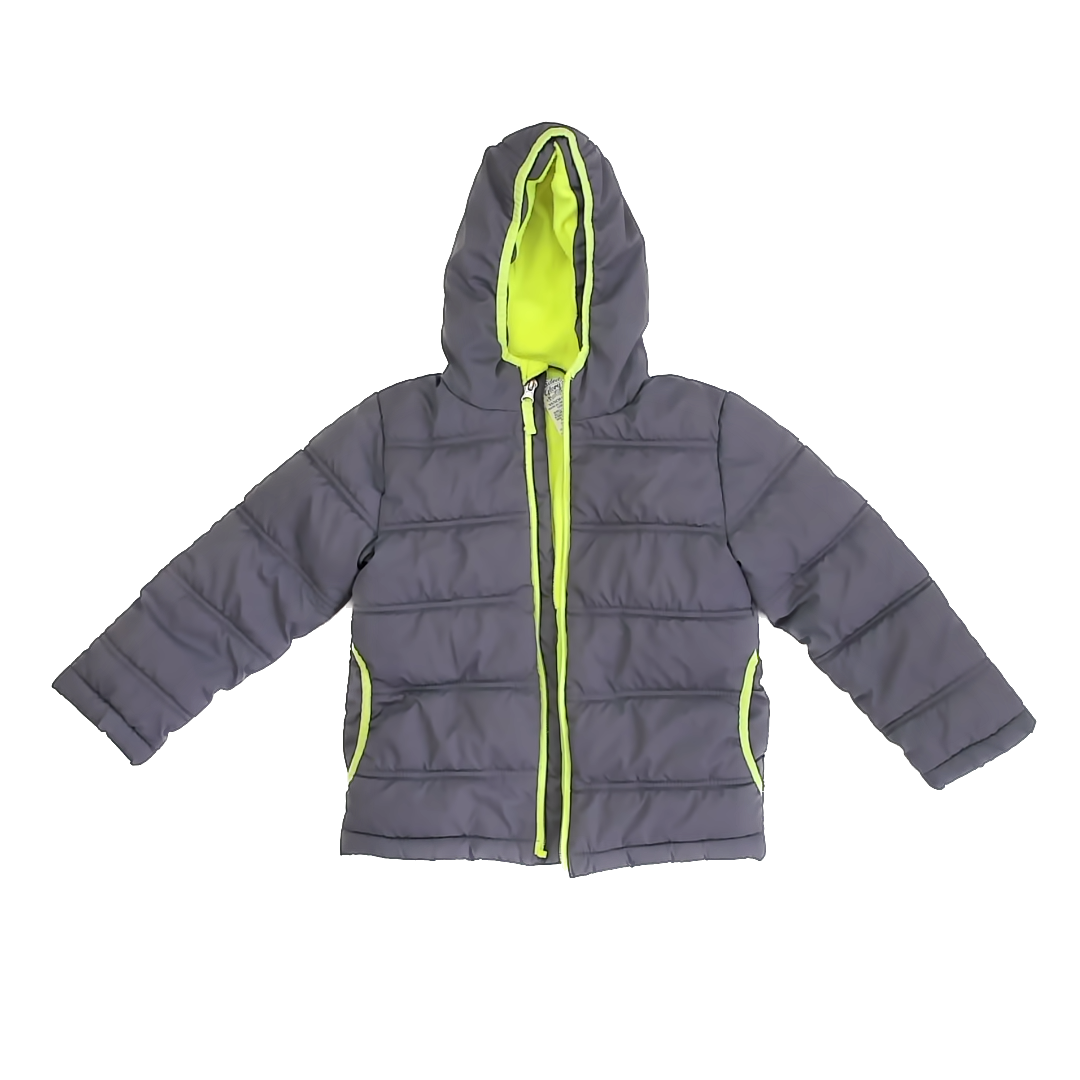 Faded Glory Boys Grey | Neon Green Winter Coat Size: XS (4-5T) Grey | Neon Green