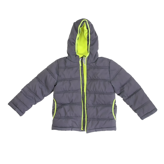 Faded Glory Boys Grey | Neon Green Winter Coat Size: XS (4-5T) Grey | Neon Green