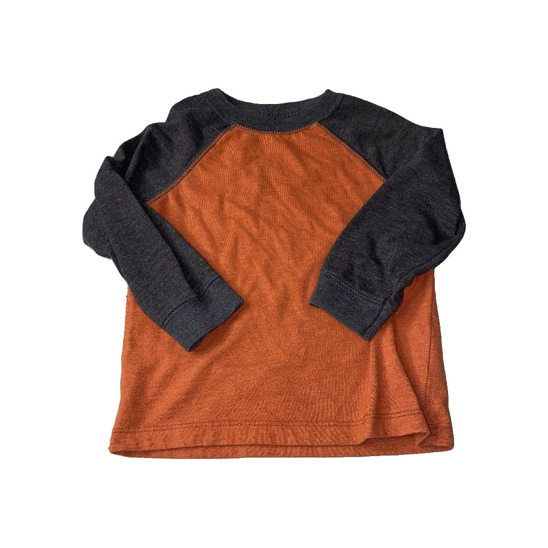 Cat & Jack Boys Grey | orange Long Sleeve T-Shirt Size: 12-18 months Grey | orange