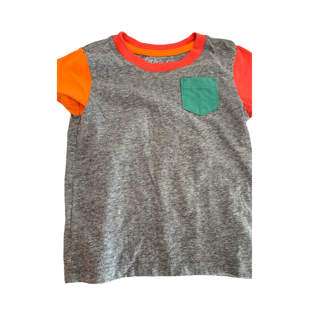 Cat & Jack Boys Grey | orange T-Shirt Size: 12 months Grey | orange