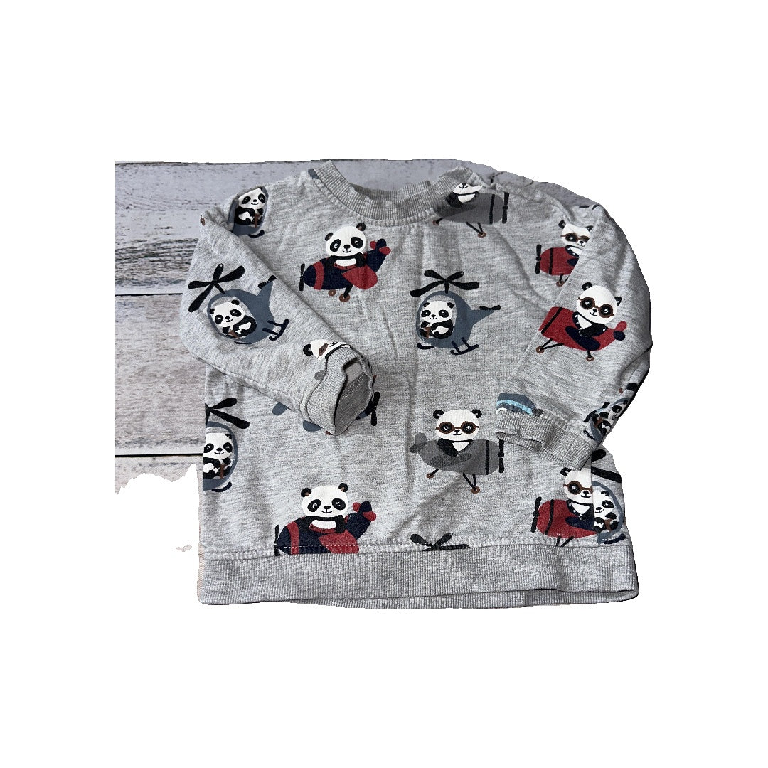 H&M Boys Grey | pandas | airplanes Sweater Size: 6-9 months Grey | pandas | airplanes