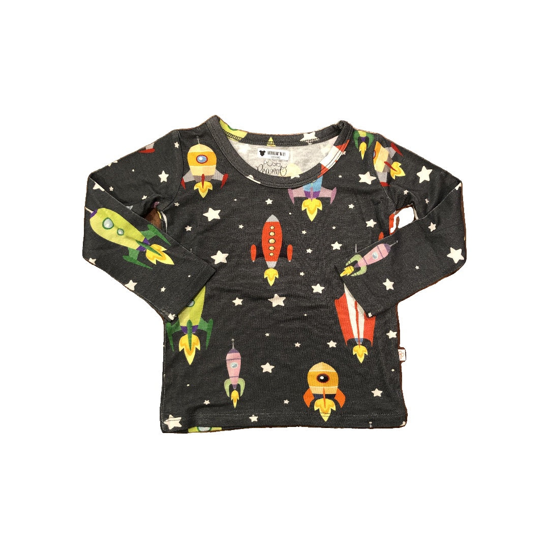 Posh Peanut Boys Grey | Pattern Shirt Size: 6-12 months Grey | Pattern