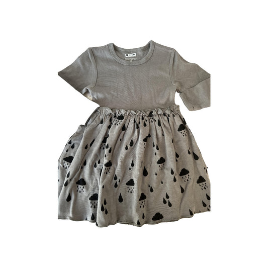 Babysoy Girls Grey | Pattern Dress Size: 12-18 months Grey | Pattern