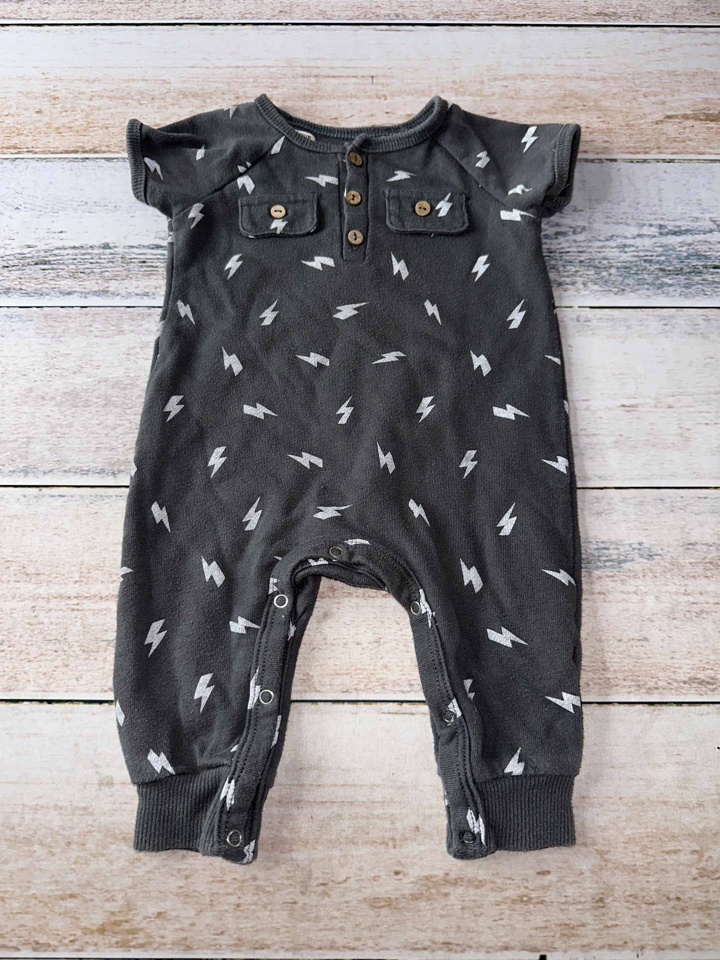 Grayson mini Boys Grey | Pattern Long Sleeve Outfit Size: 6-9 months Grey | Pattern