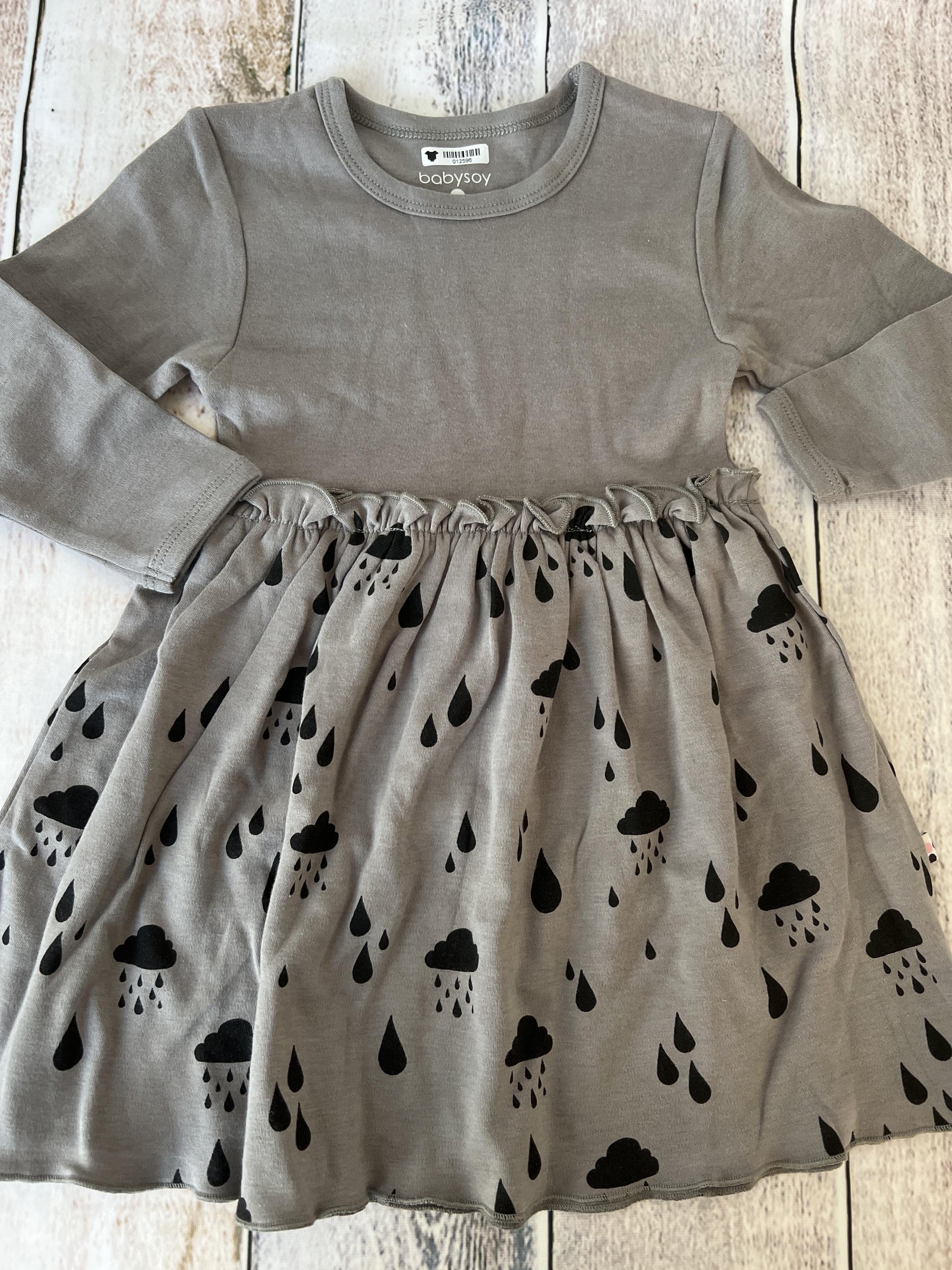Babysoy Girls Grey | Pattern Dress Size: 12-18 months Grey | Pattern