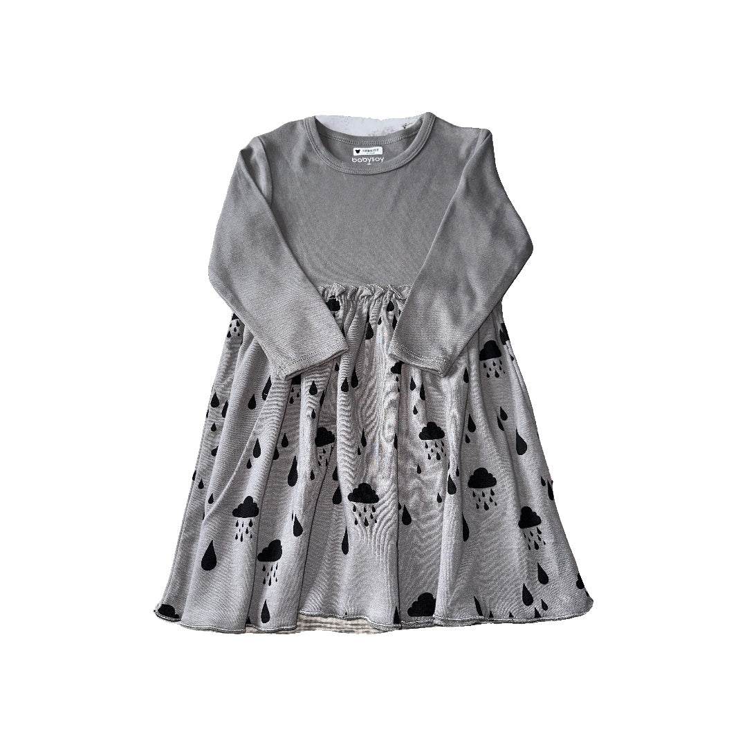 Babysoy Girls Grey | Pattern Dress Size: 2T Grey | Pattern