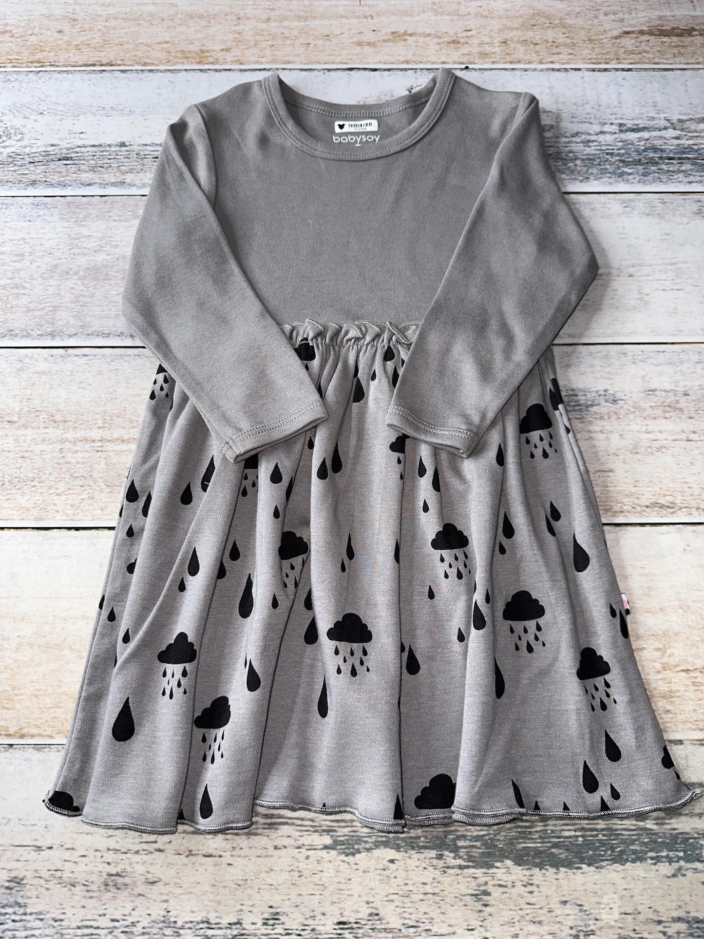 Babysoy Girls Grey | Pattern Dress Size: 2T Grey | Pattern