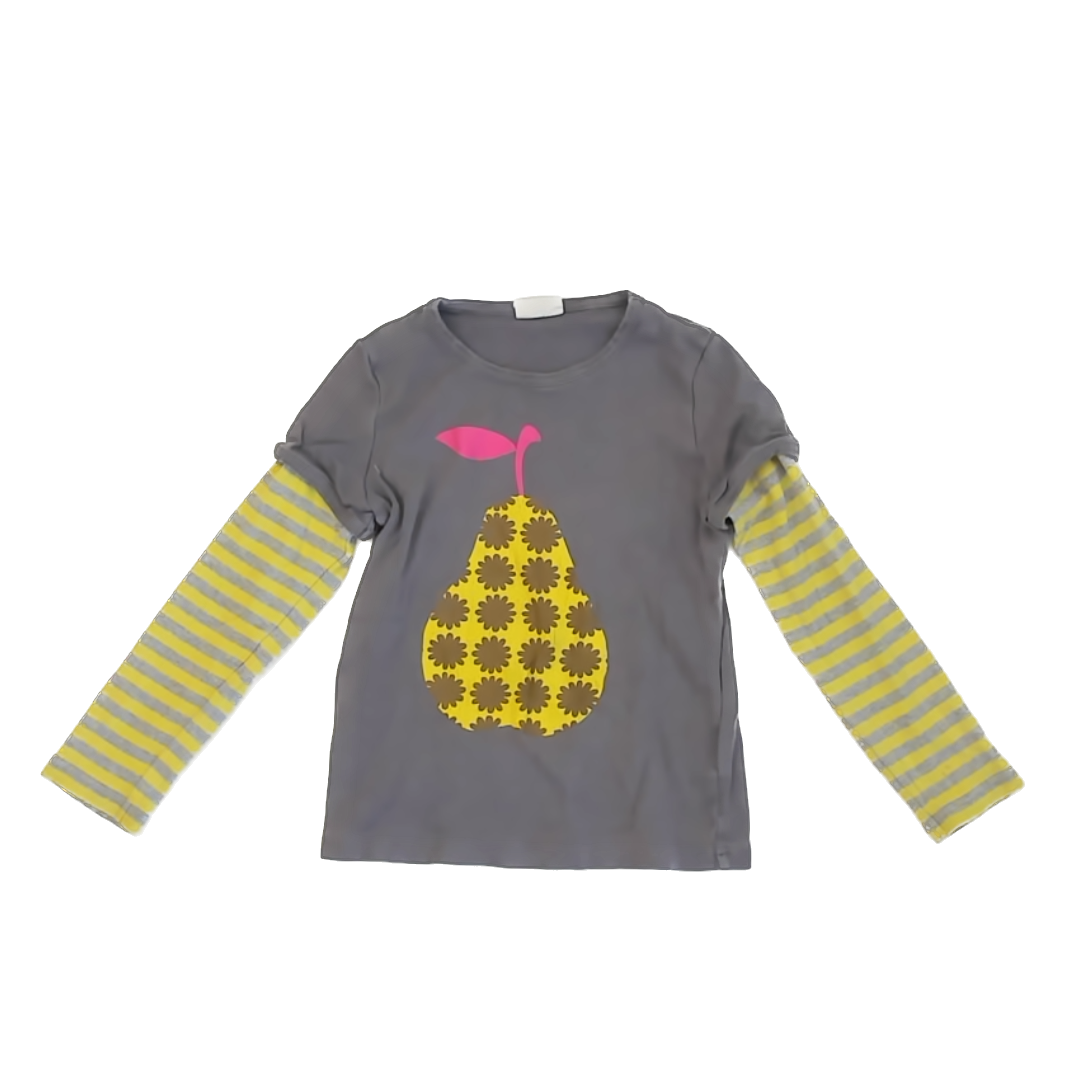 Boden Girls Grey Pear Long Sleeve T-Shirt Size: 7-8 Years Grey Pear