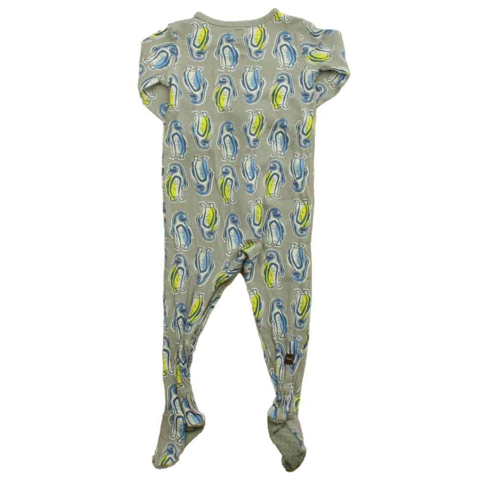 Tea Boys Grey | Penguin 1-piece footed Pajamas Size: 9-12 Months Grey | Penguin