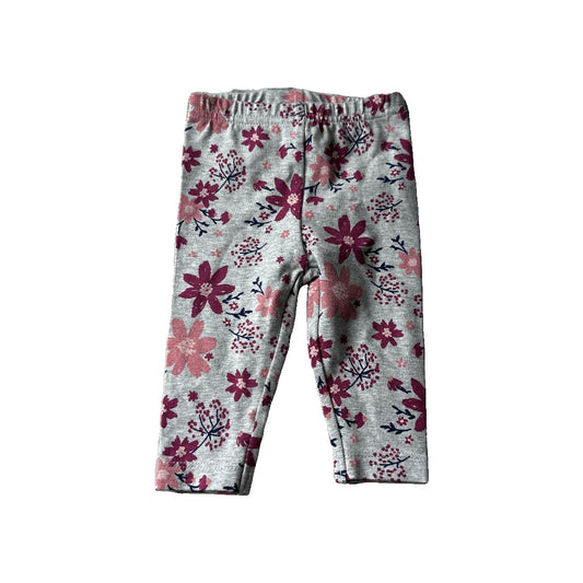 Just Born Girls Grey | Pink floral Pants Size: 6 months Grey | Pink floral
