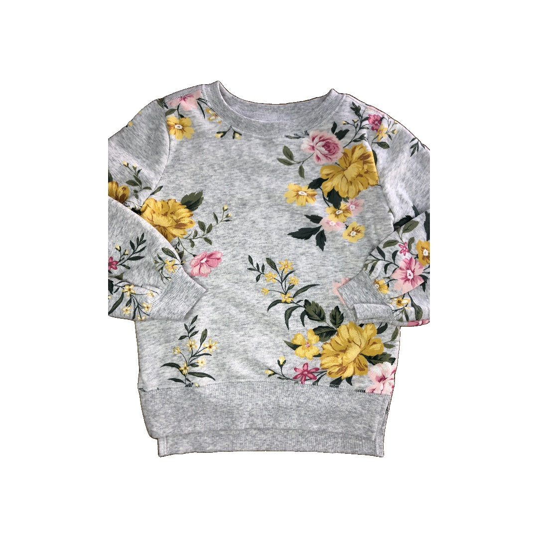 Old Navy Girls Grey | Pink floral Sweatshirt Size: 4T Grey | Pink floral