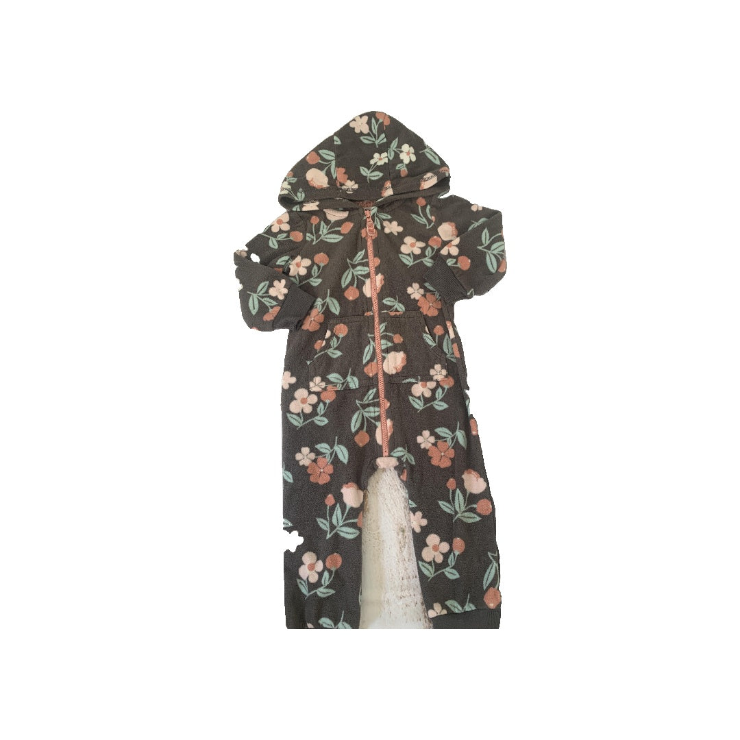 Carters Girls Grey | Pink floral Long Sleeve Outfit Size: 12M Grey | Pink floral