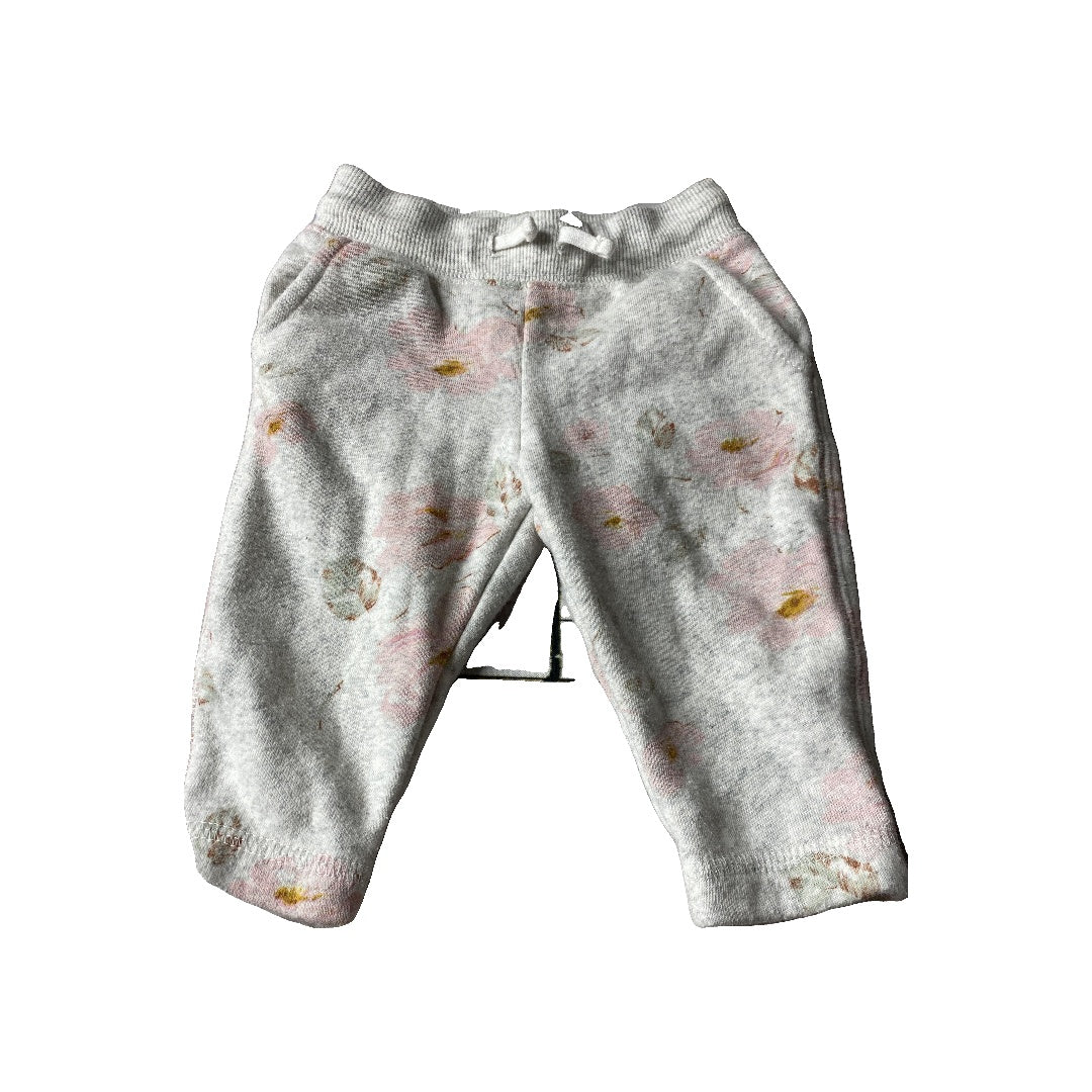 OshKosh Girls Grey | Pink floral Pants Size: 6 months Grey | Pink floral