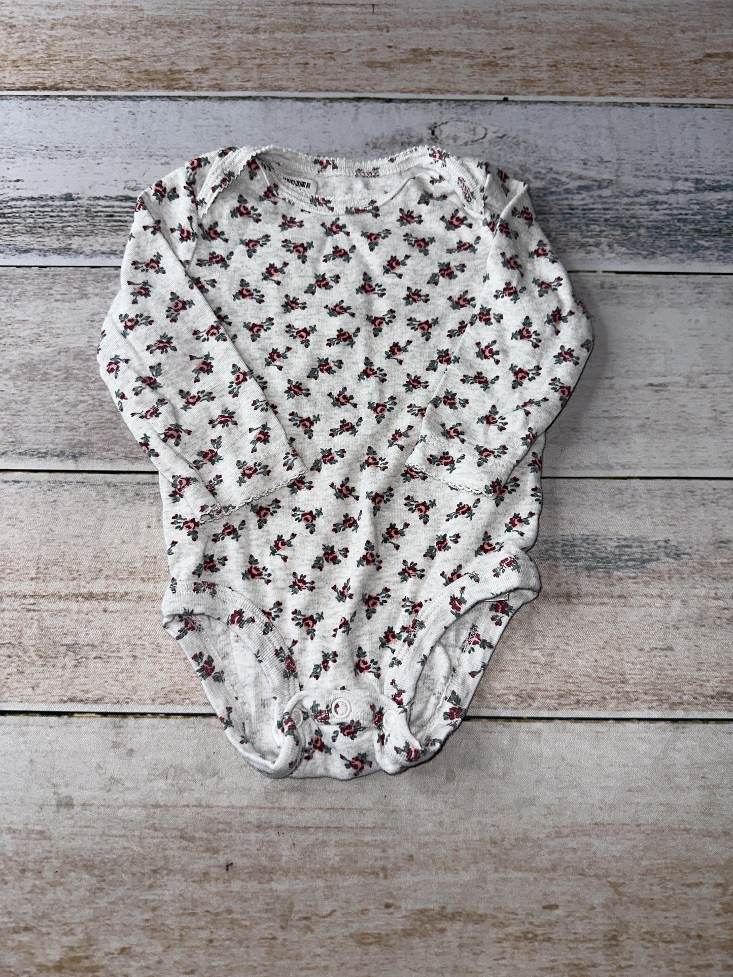 Carters Girls Grey | Pink floral Onesie Size: 6 months Grey | Pink floral