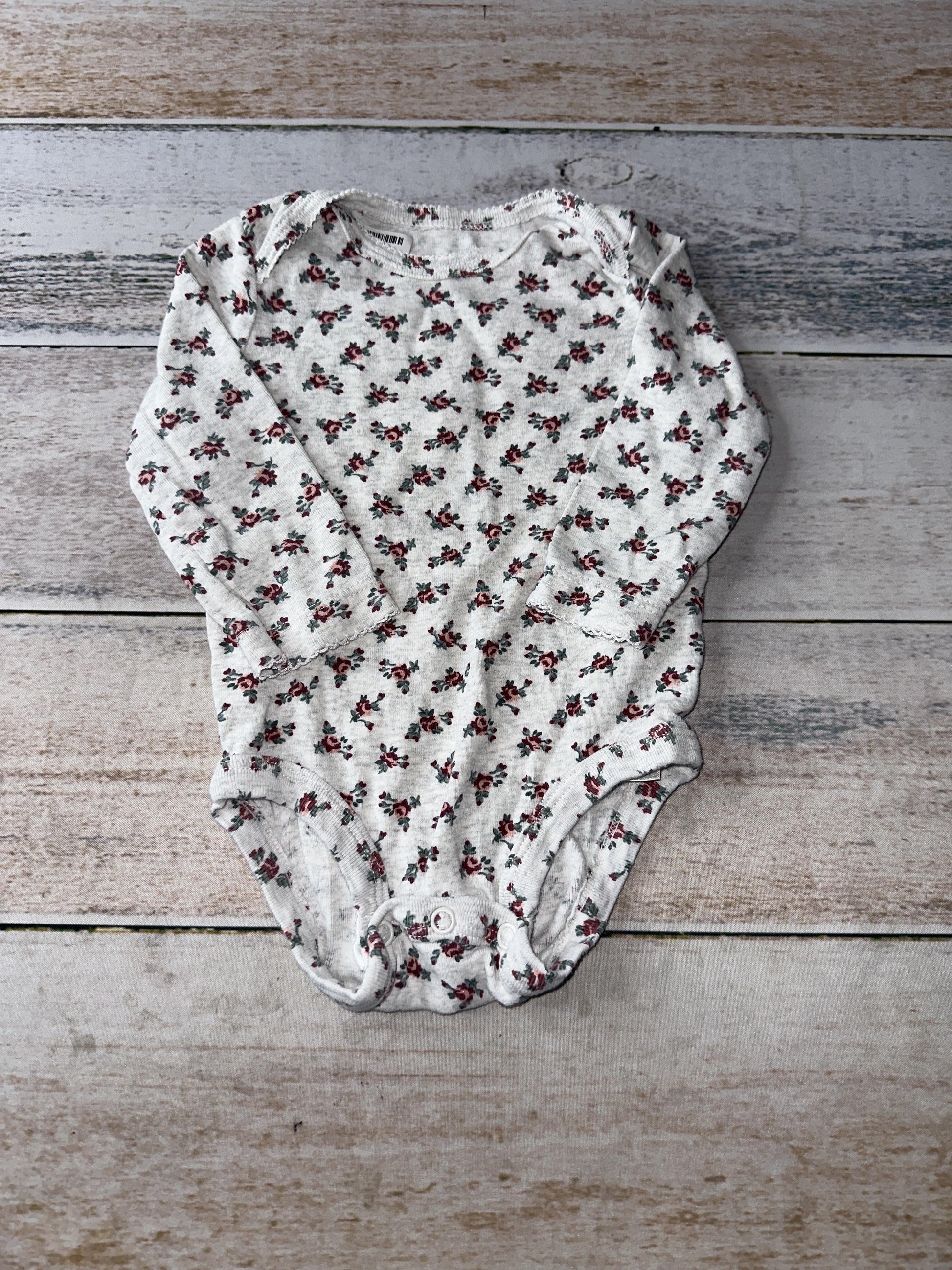 Carters Girls Grey | Pink floral Onesie Size: 6 months Grey | Pink floral