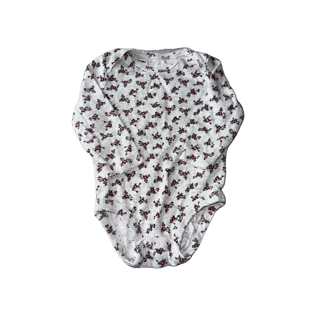 Carters Girls Grey | Pink floral Onesie Size: 6 months Grey | Pink floral